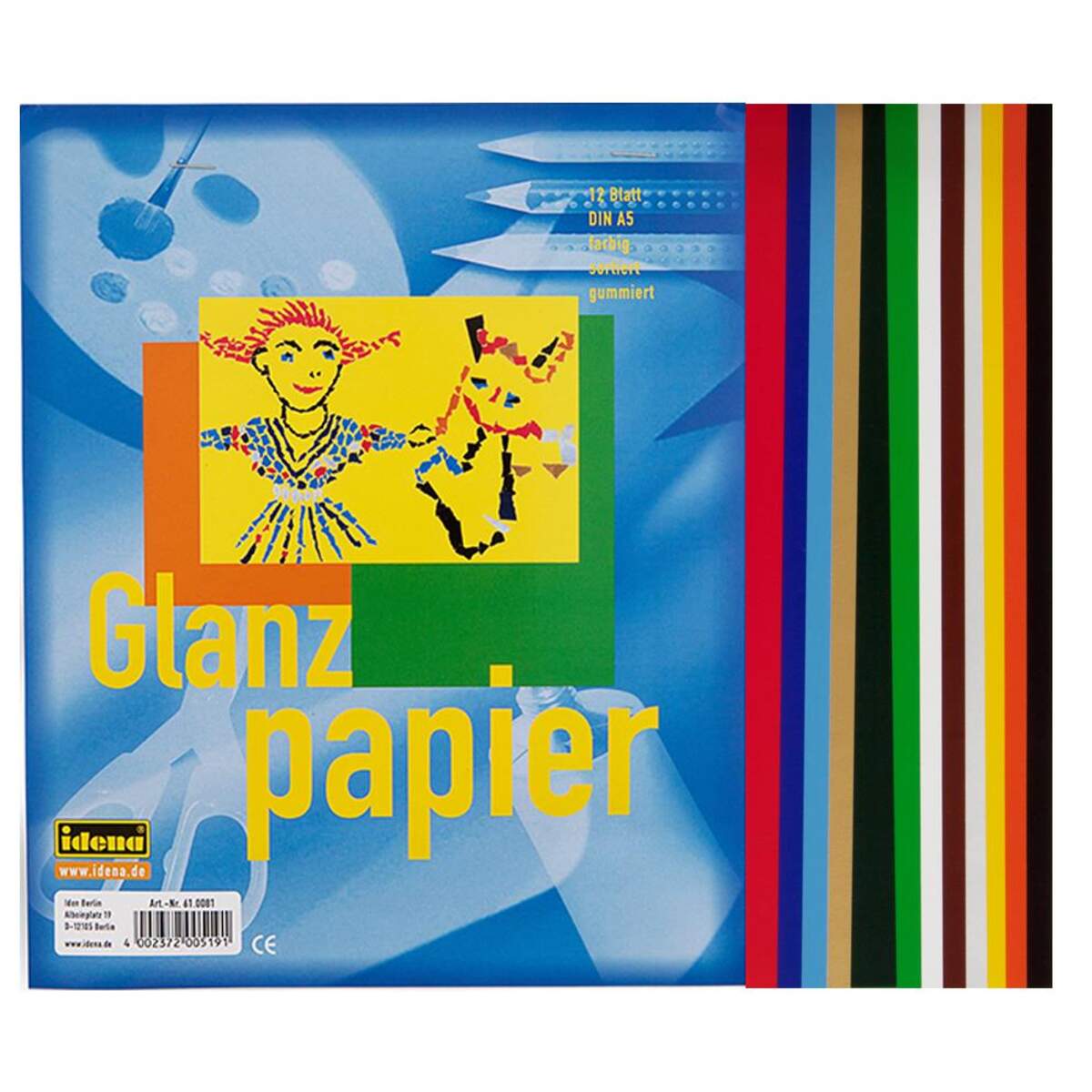 Idena Glanzpapier A5, 12 Blatt, gummiert