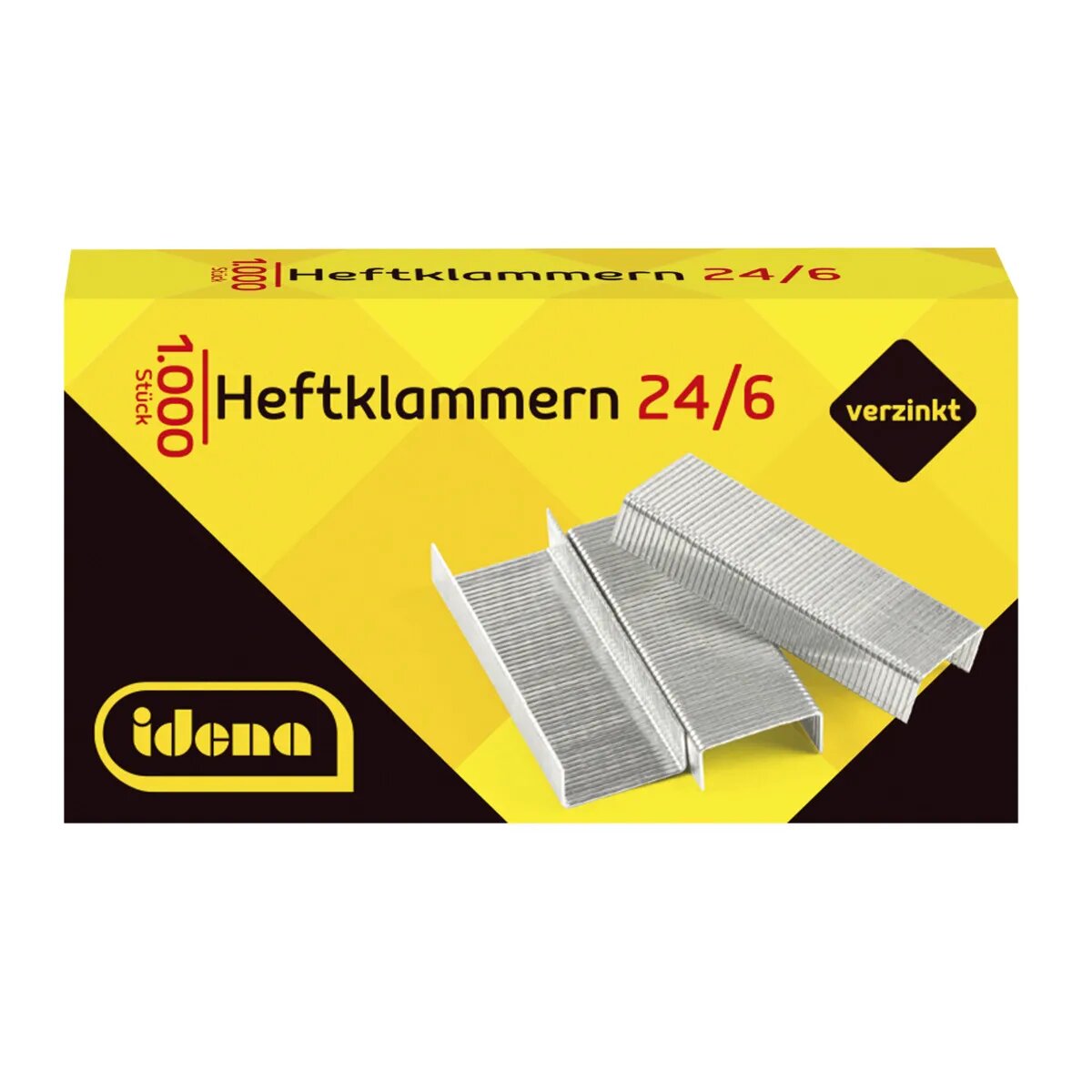 Idena Heftklammern, 24/6, 2 x 1.000 Stück, verzinkt