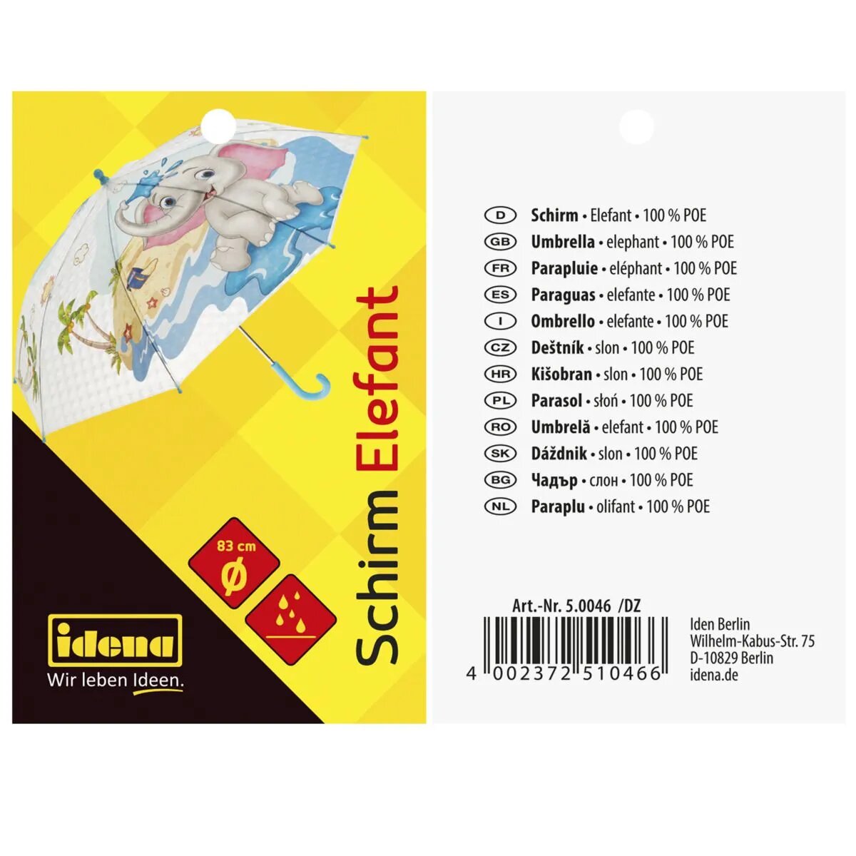 Idena Kinderschirm Elefant