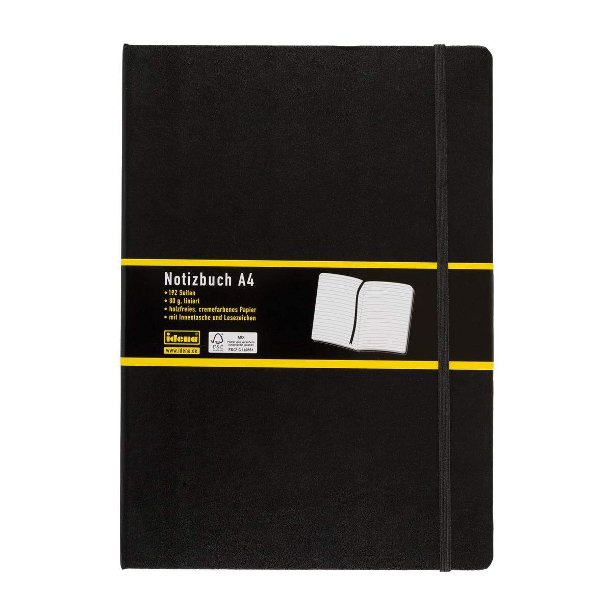 Idena Notizbuch A4, liniert, schwarz