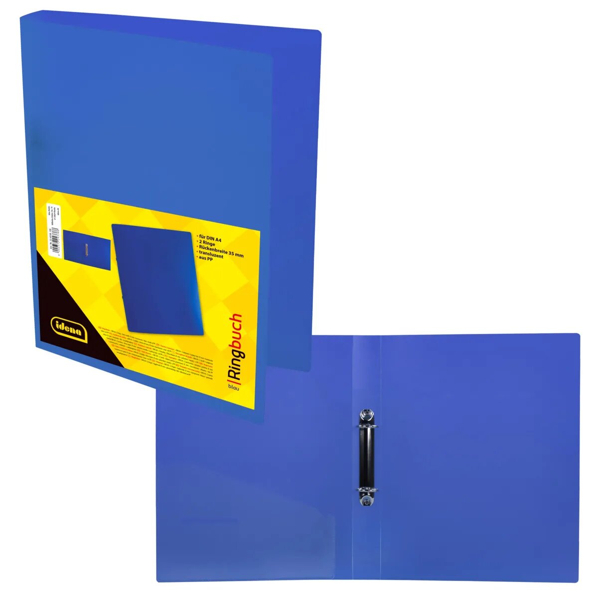 Idena Ringbuch, DIN A4, 3,5 cm Rücken, transluzent, blau