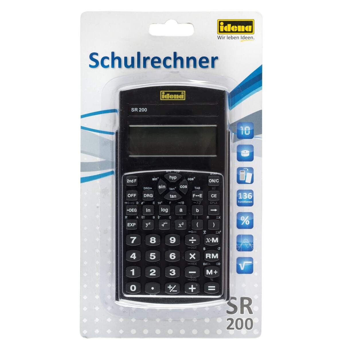 Idena Schulrechner SR 200, 10-stellig, 1 Stück, 2-fach sortiert