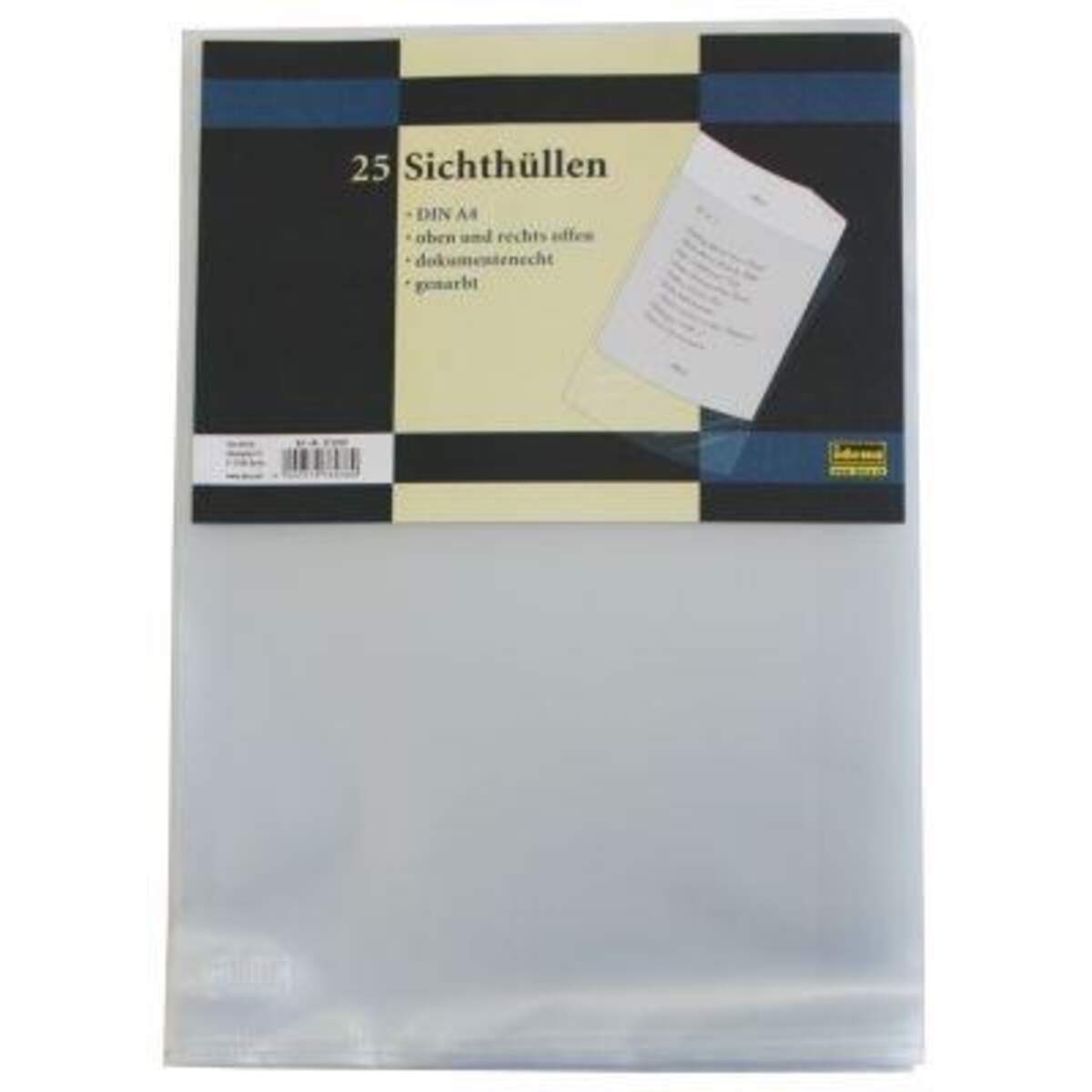 Idena Sichthülle A4, 25 Stück, genarbt, Folienstärke 90mµ