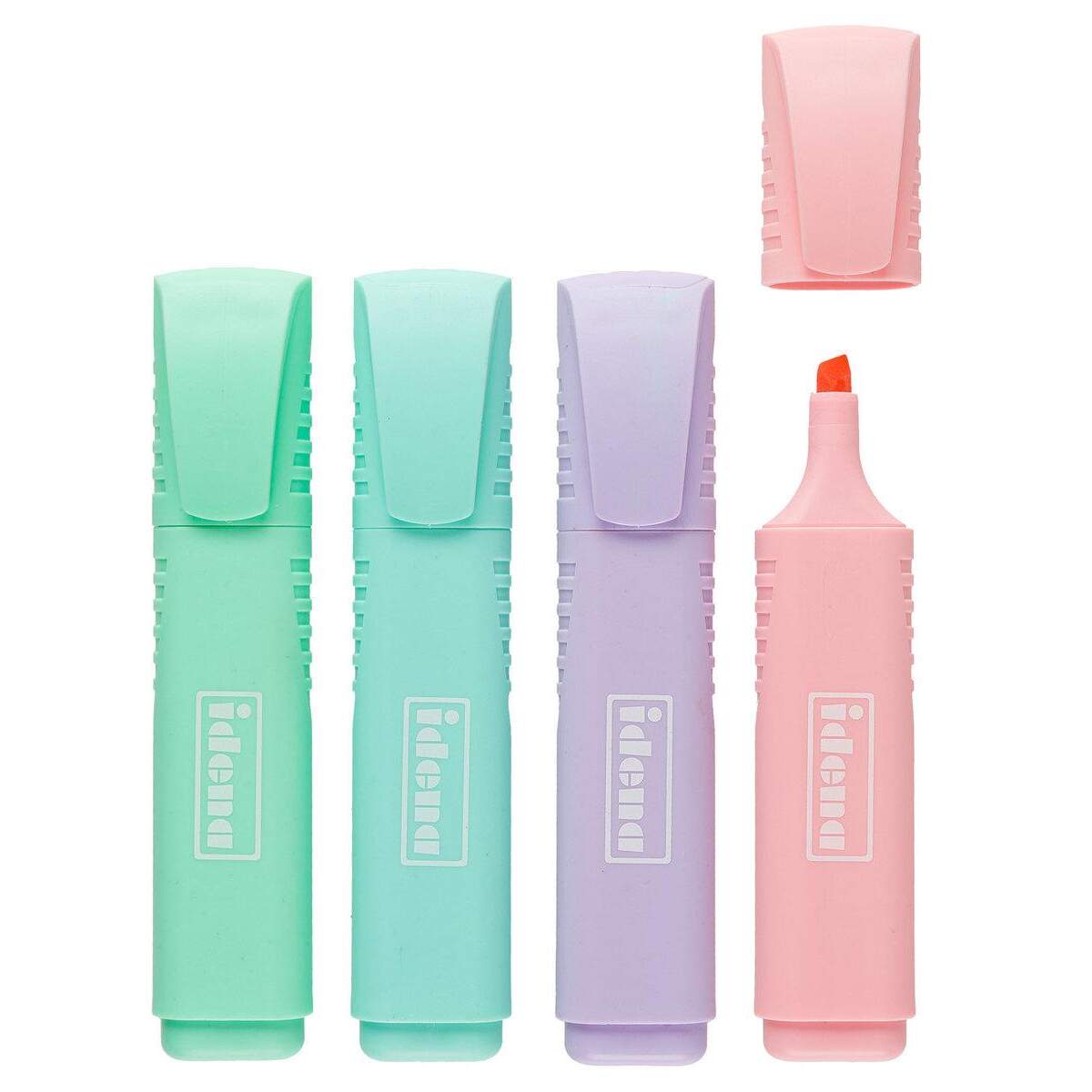 Idena Textmarker Pastell, 4 Stück, Strichstärke 1 mm - 5 mm