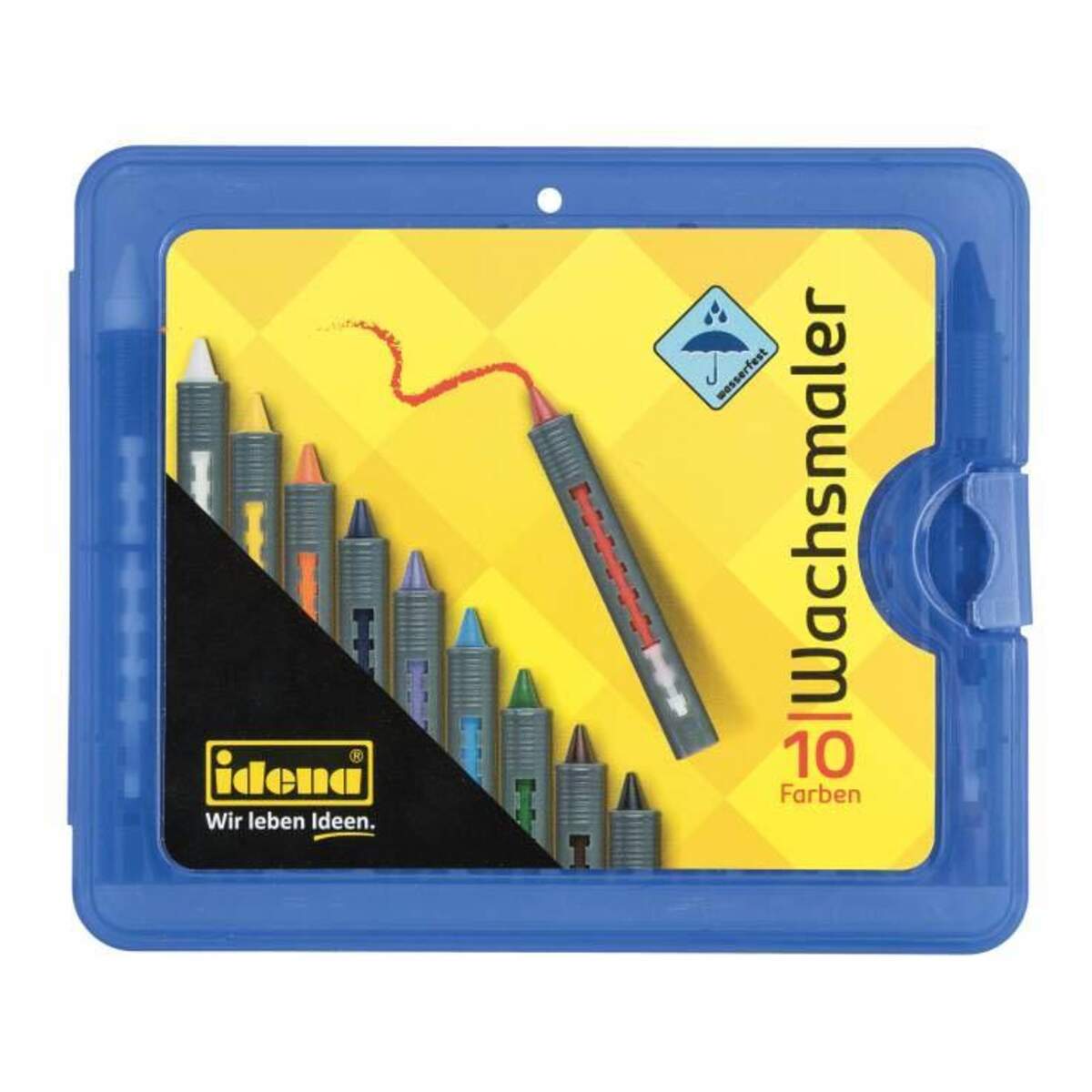 Idena Wachsmaler Box blau, 10 Stück