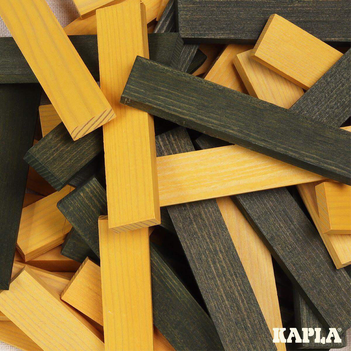 KAPLA® Holzbausteine in 40er Box mit Buch, gelb / grün
