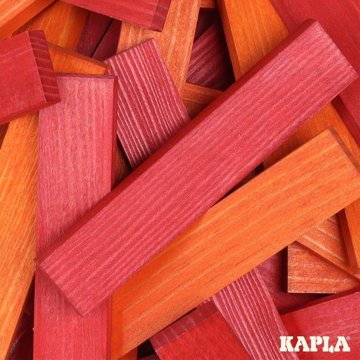 KAPLA® Holzbausteine in 40er Box mit Buch, rot / orange