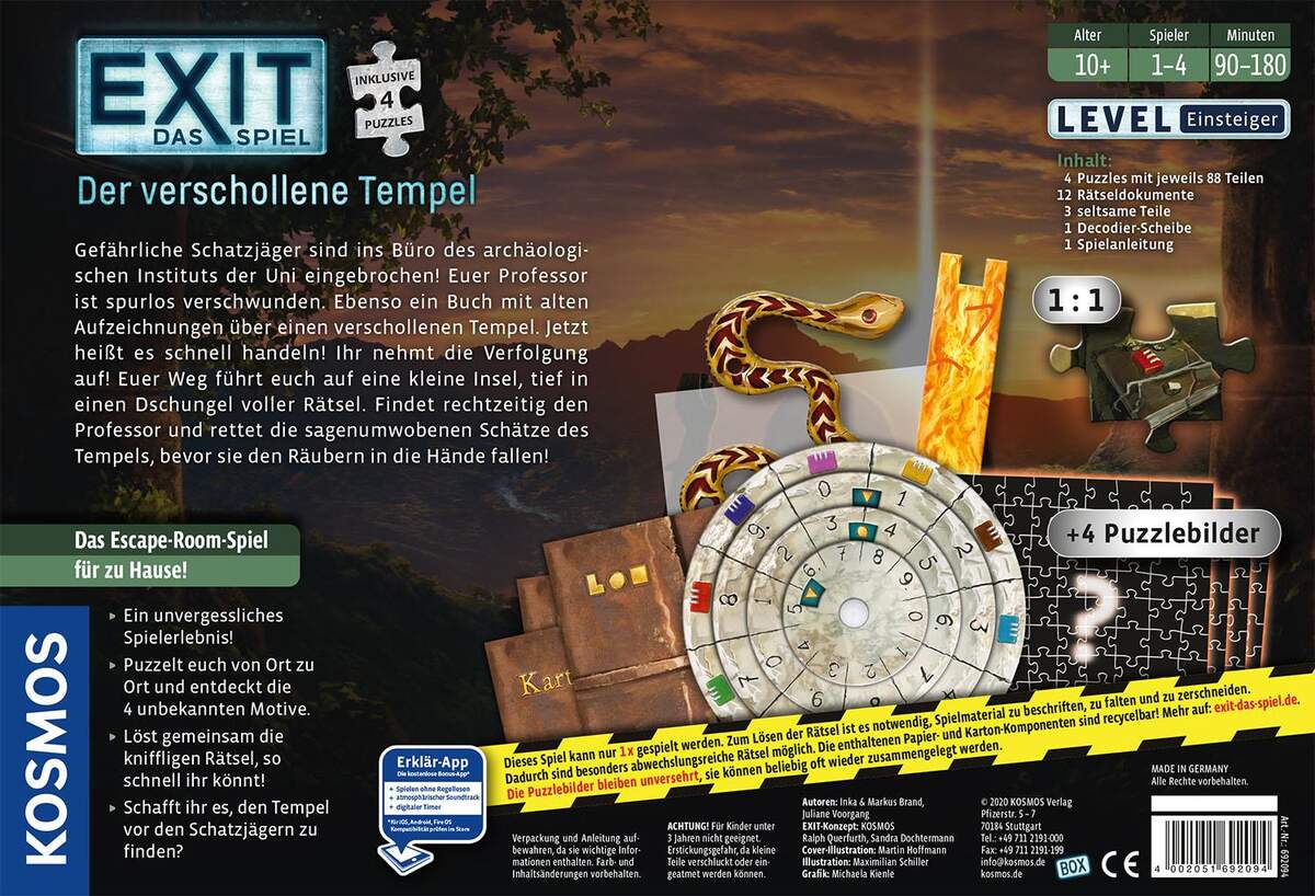 KOSMOS EXIT Das Spiel mit Puzzle: Der verschollene Tempel
