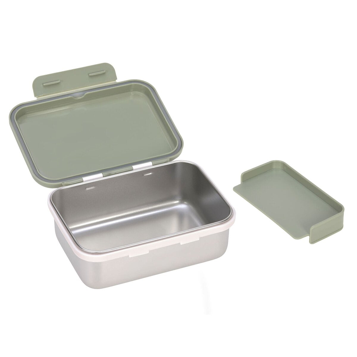 Lässig Brotdose Kinder - Edelstahl Lunchbox, Happy Prints Oliv