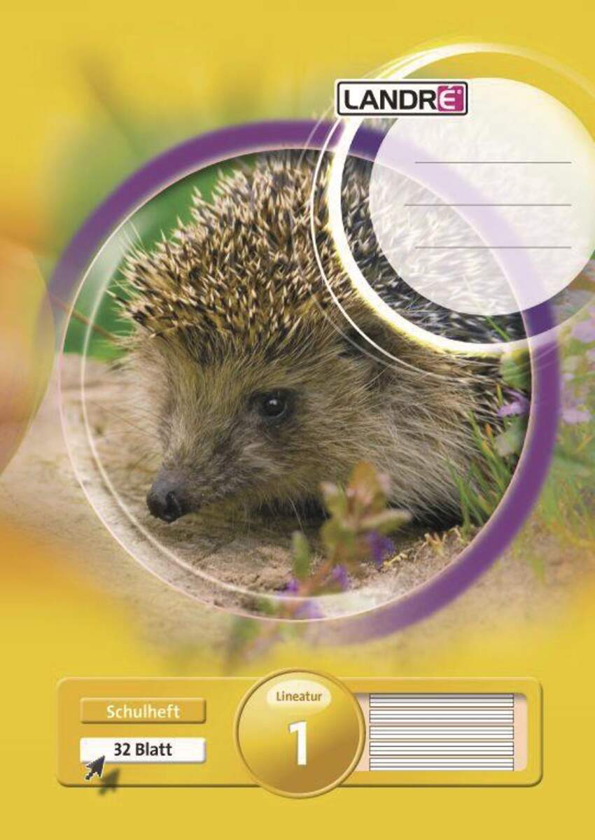 Landré Schulheft Tiermotiv A4, liniert, Liniatur 1, 32 Blatt