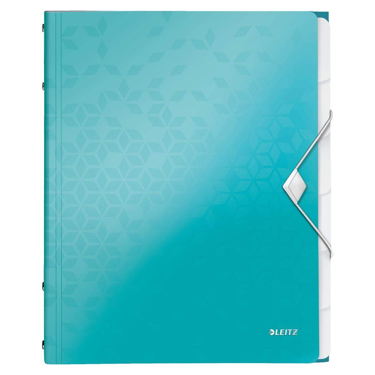 Leitz WOW Ordnungsmappe, A4, 6 Fächer, PP, Eisblau Metallic