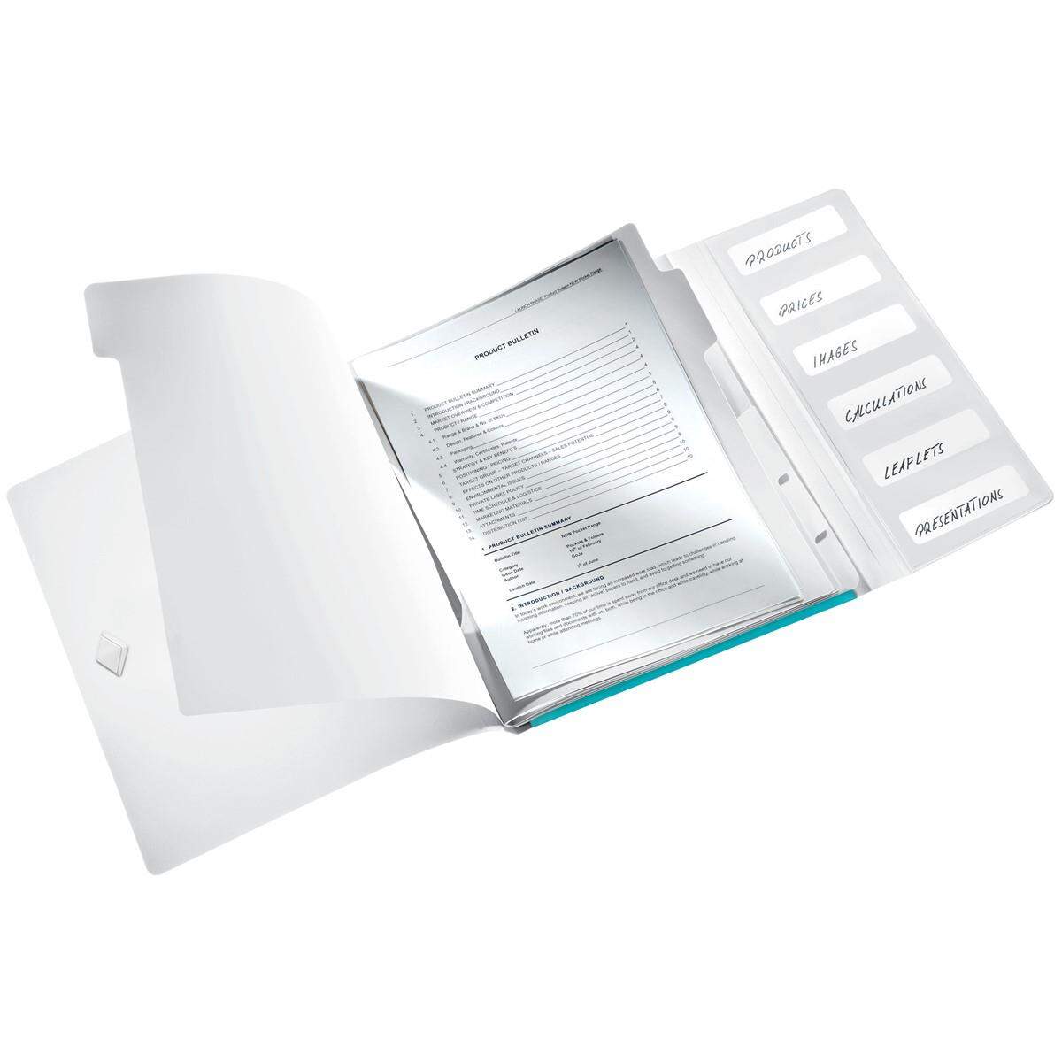 Leitz WOW Ordnungsmappe, A4, 6 Fächer, PP, Eisblau Metallic