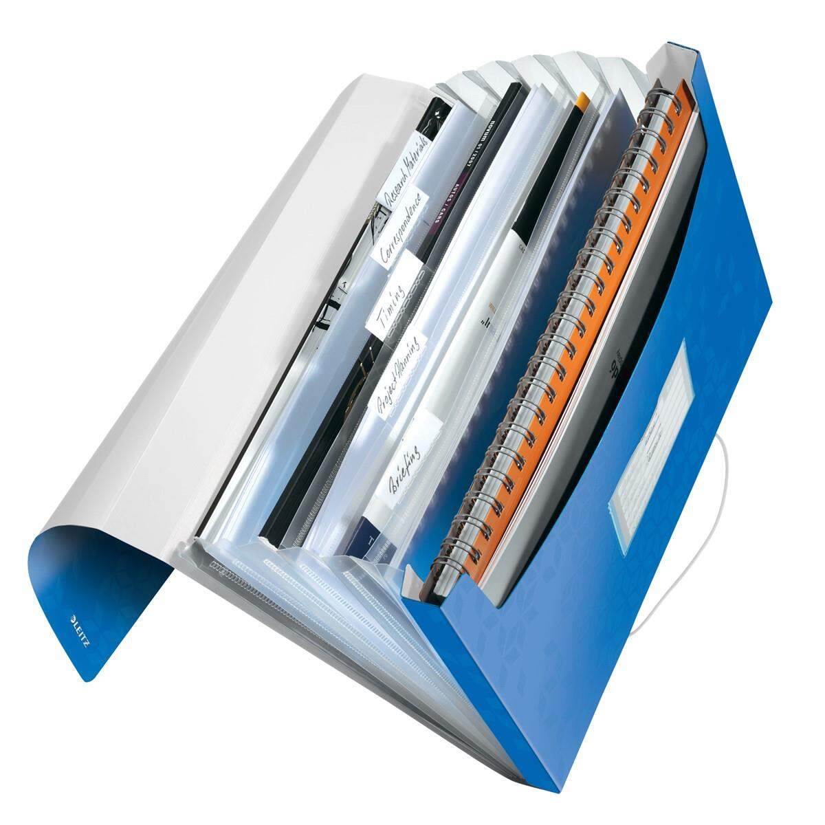 Leitz WOW Projektmappe, A4, 6 Fächer, Blau Metallic