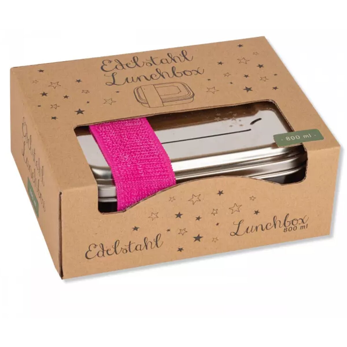 Lutz Mauder TapirElla Edelstahl-Lunchbox Sternchen, Verschlussband Pink