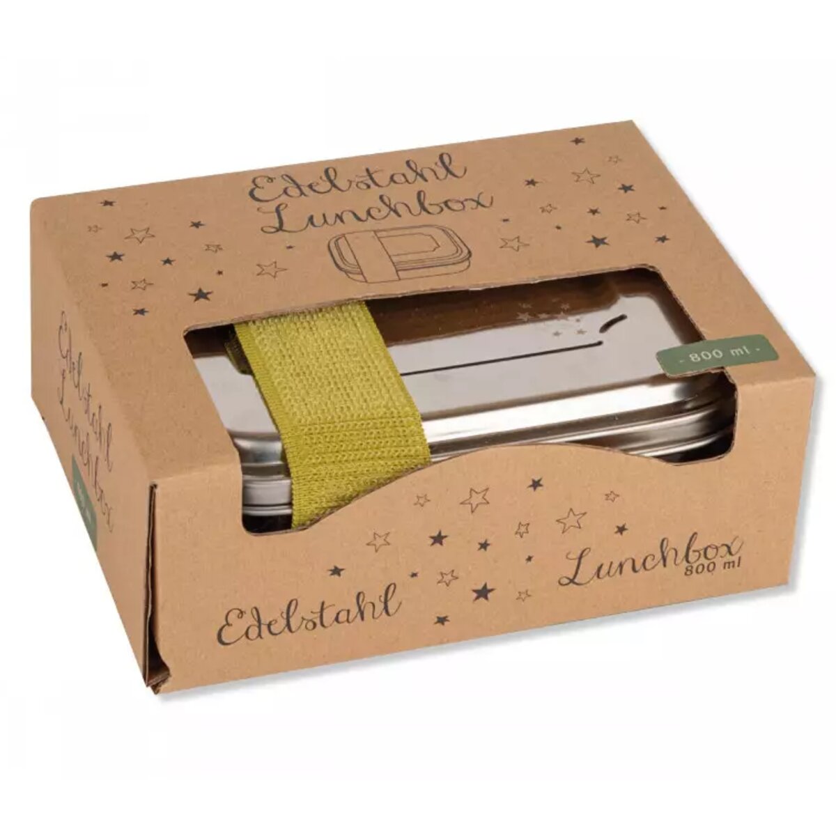Lutz Mauder TapirElla Edelstahl-Lunchbox Sternchen, Verschlussband Grün