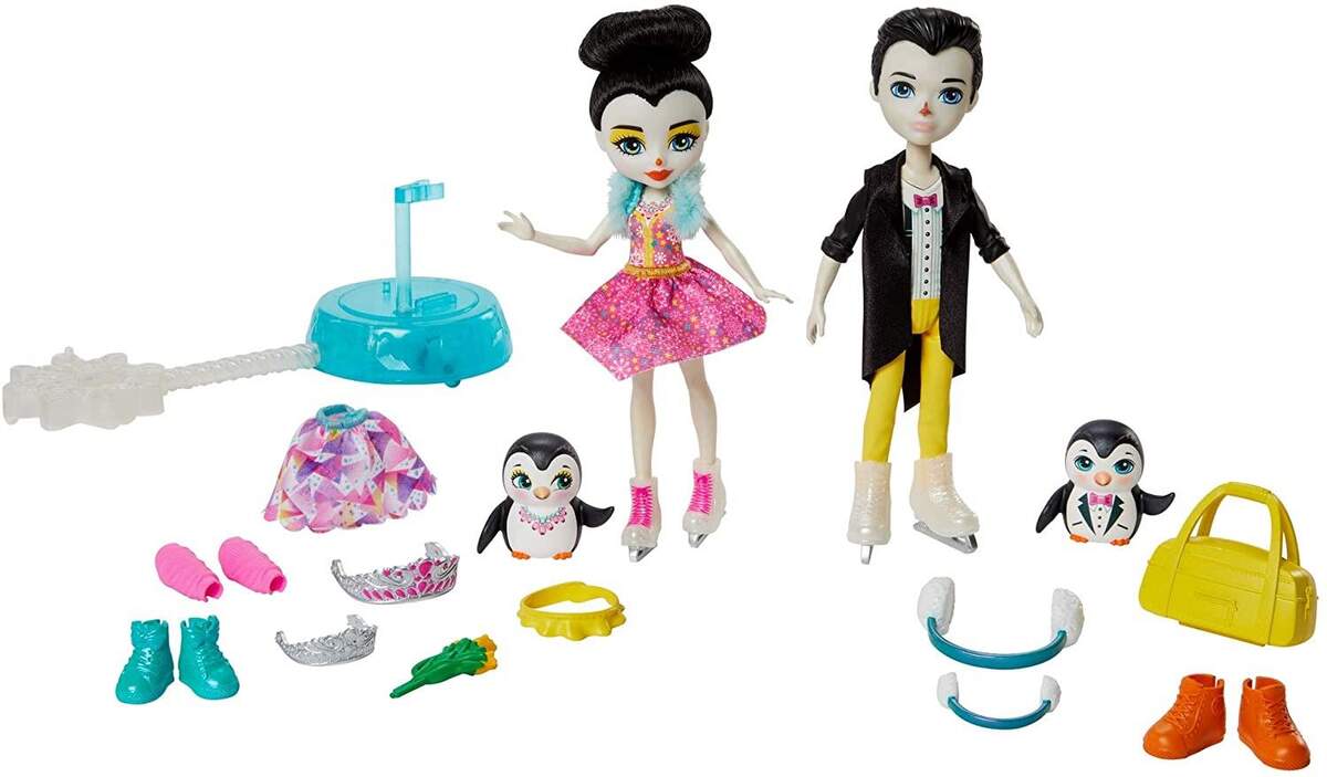 Mattel Enchantimals Eiskunstläufer Spielset mit Patterson Penguin & Preena Penguin