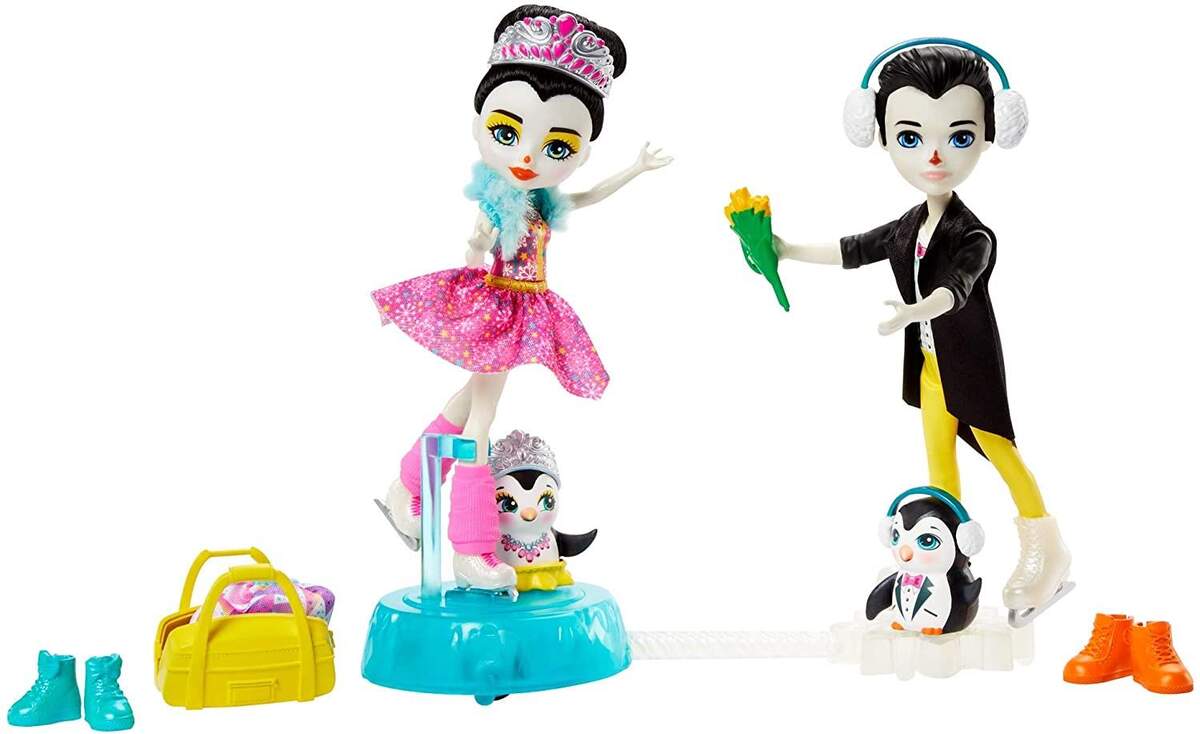 Mattel Enchantimals Eiskunstläufer Spielset mit Patterson Penguin & Preena Penguin