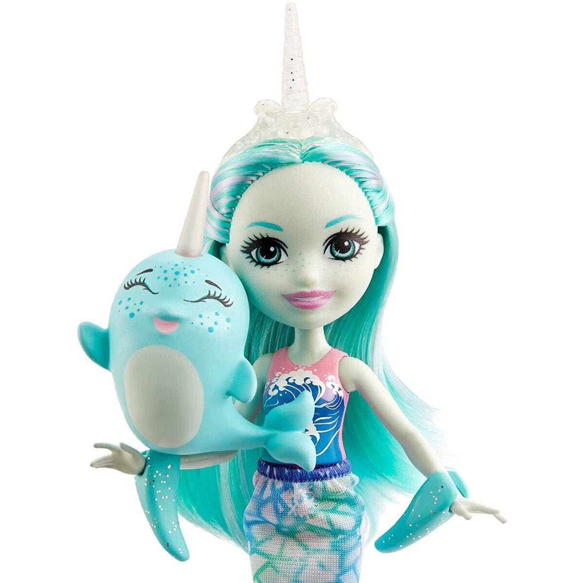 Mattel Enchantimals Naddie Narwhal Puppe (ca. 15 cm) und Tierfreundin Sword