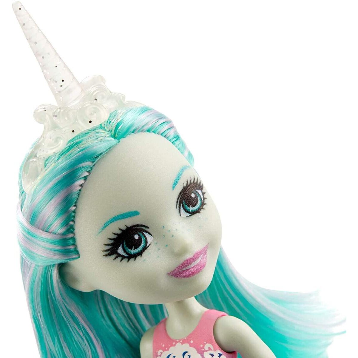 Mattel Enchantimals Naddie Narwhal Puppe (ca. 15 cm) und Tierfreundin Sword