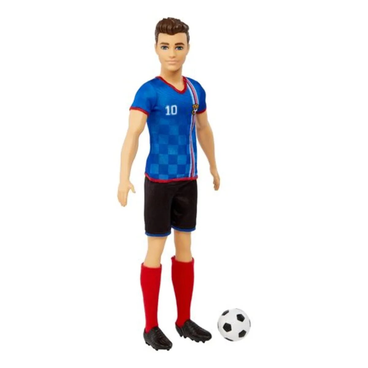 Barbie Ken Fußballspieler-Puppe, kurze Haare, Trikot mit der Nummer 10, Fußball