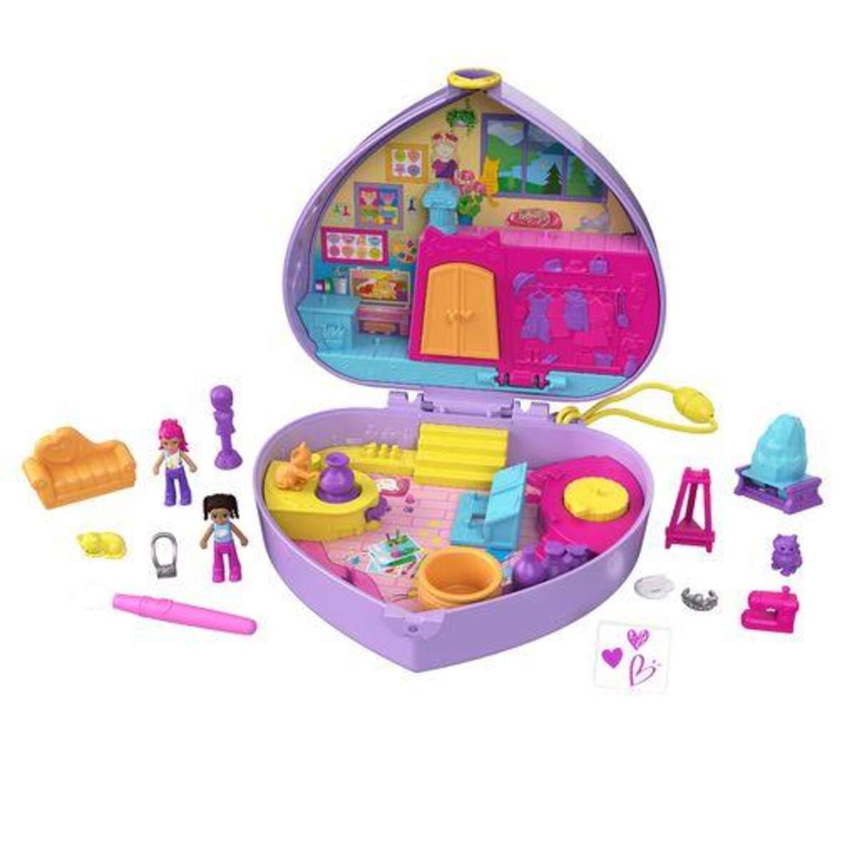 Mattel Polly Pocket mit Shani als Hauptfigur Kunstatelier Schatulle