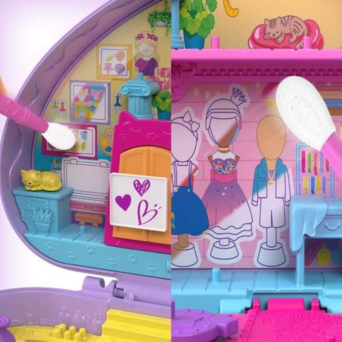 Mattel Polly Pocket mit Shani als Hauptfigur Kunstatelier Schatulle