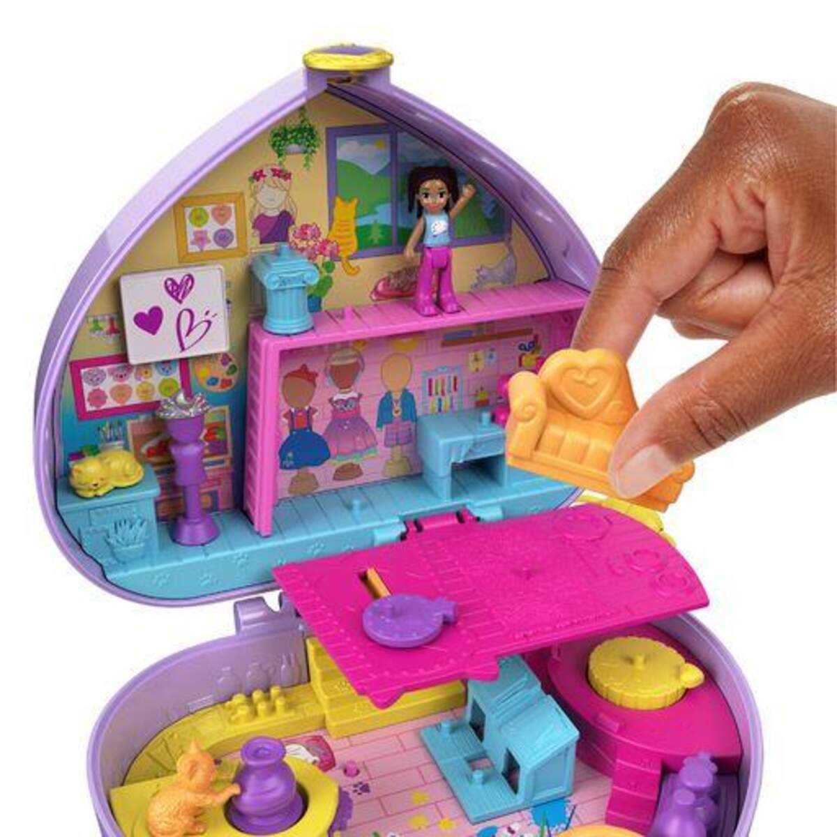 Mattel Polly Pocket mit Shani als Hauptfigur Kunstatelier Schatulle