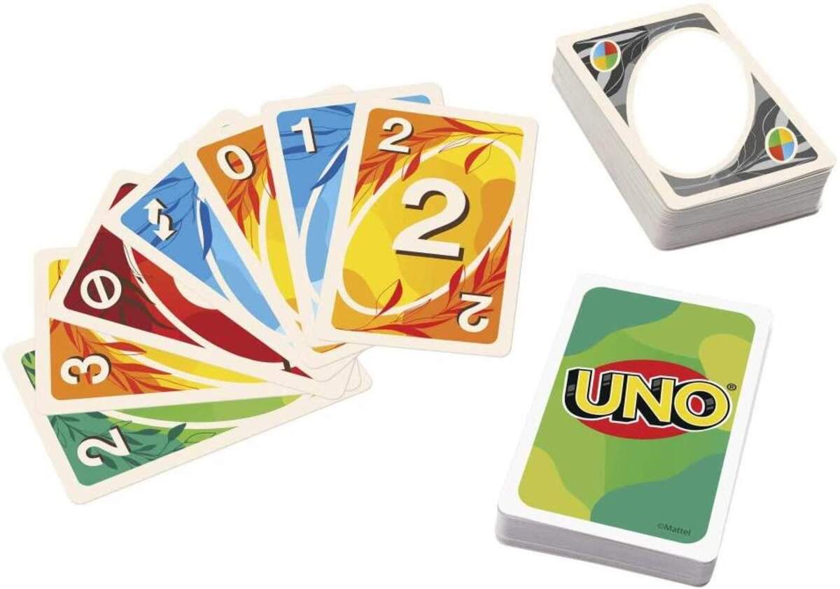 Mattel UNO 100% Papier Kartenspiel, plastikfrei und recycelbar, Familienspiel