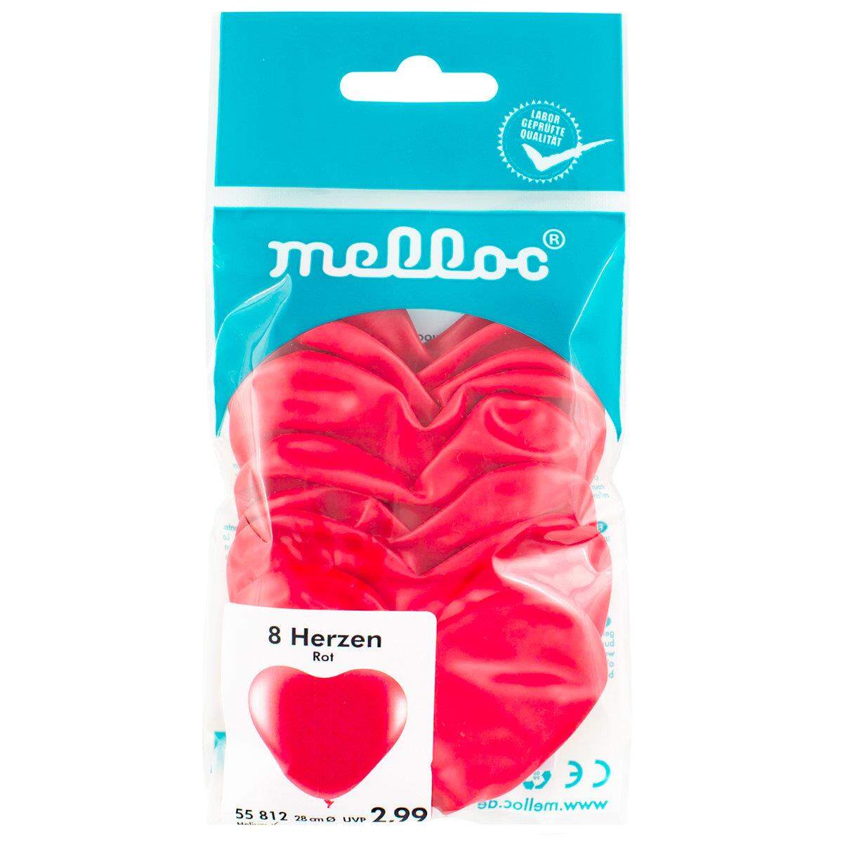 Melloc 8 Ballons Herzen Rot