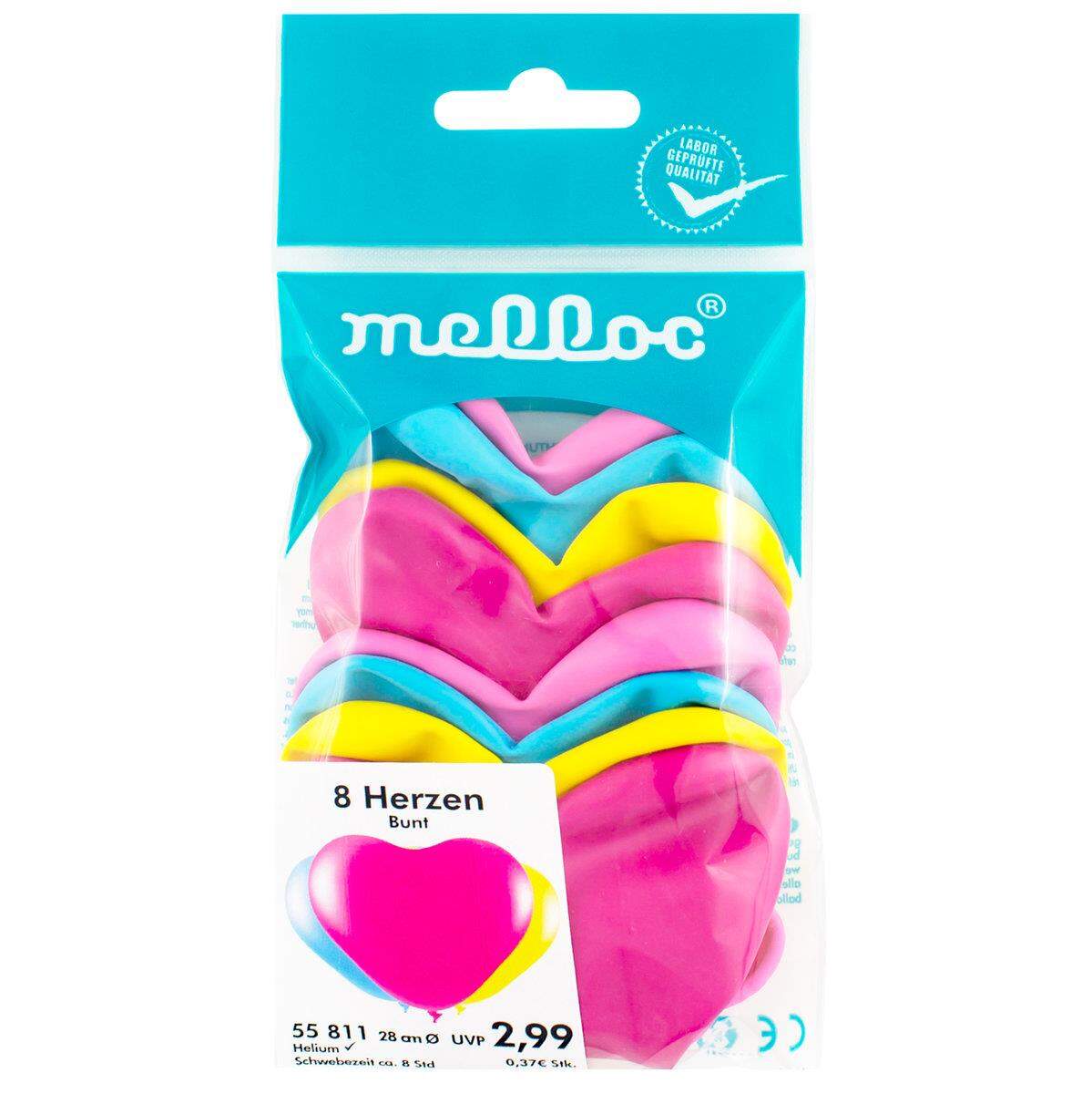 Melloc 8 Herzen Ballons Bunt