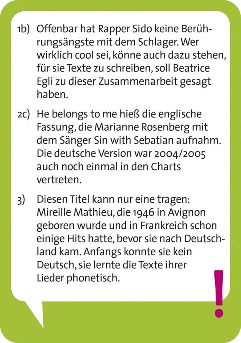 moses. Pocket Quiz I love Schlager