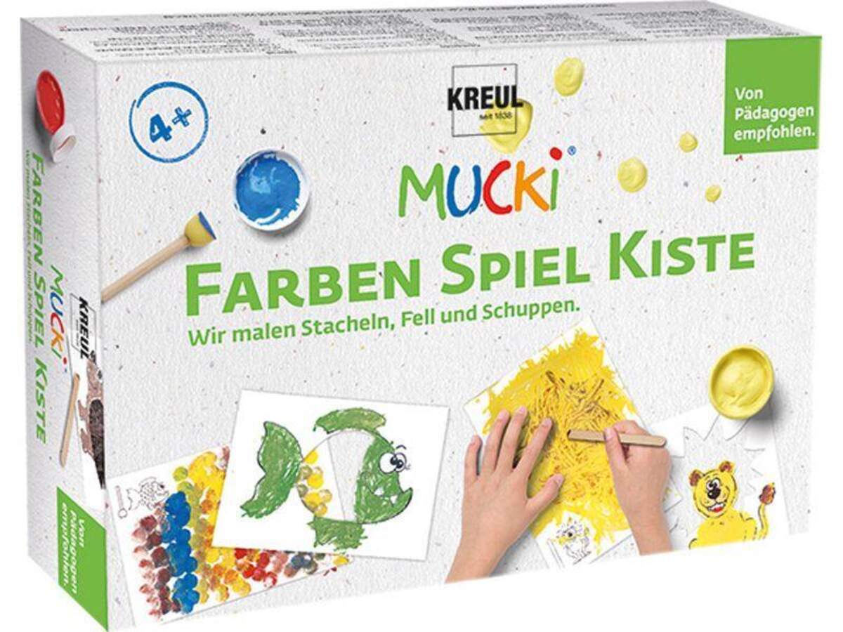 MUCKI Farben Spiel Kiste Wir malen Stacheln, Fell und Schuppen
