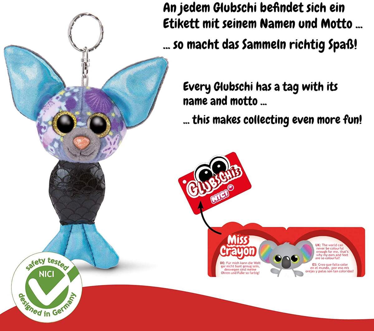 NICI Schlüsselanhänger Fledermaus mit Flosse, 12 cm