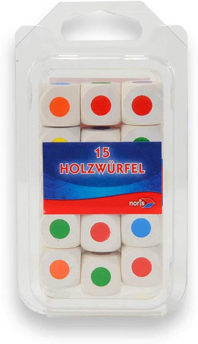 Noris Spiele 15 Holz-Farbwürfel
