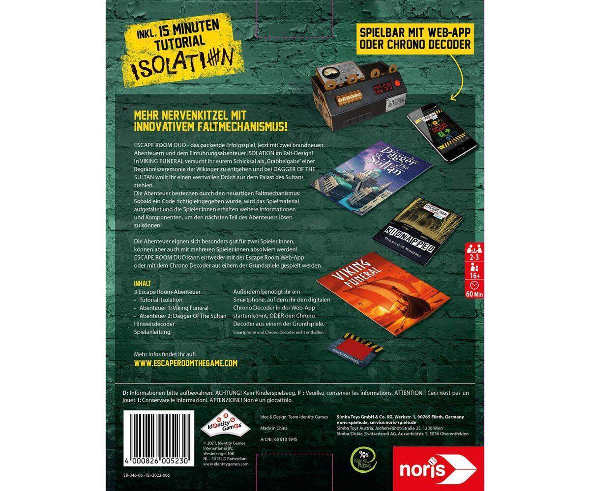 Noris Spiele Escape Room Das Spiel Duo - Sultan & Vikings