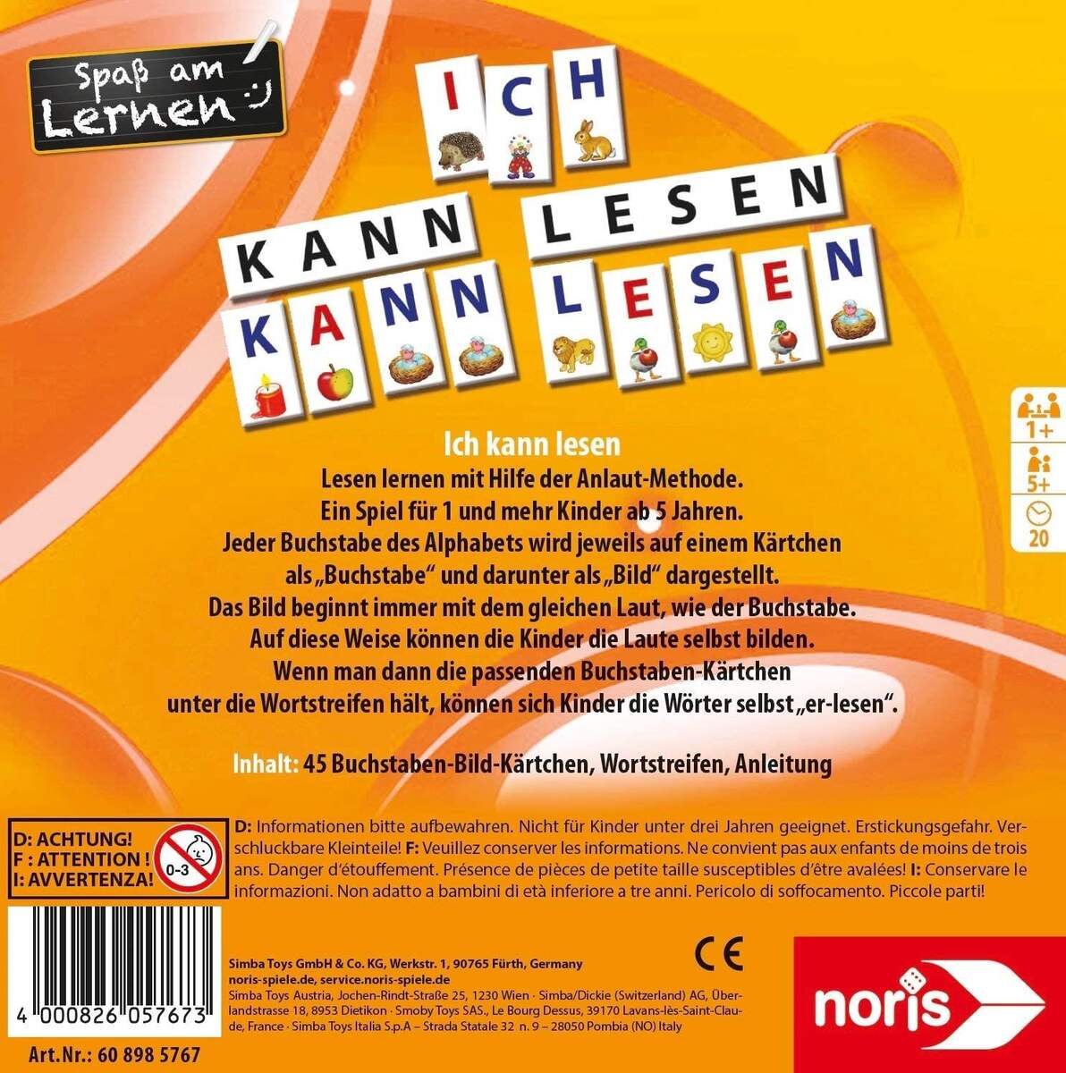 Noris Spiele Spaß am Lernen Ich kann lesen