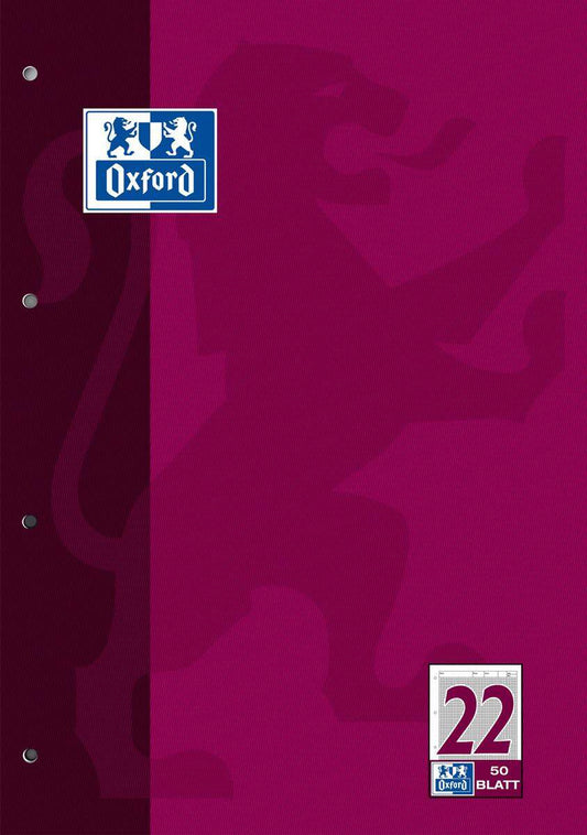 Oxford Arbeitsblock, A4, 50 Blatt, gelocht, Lineatur 22