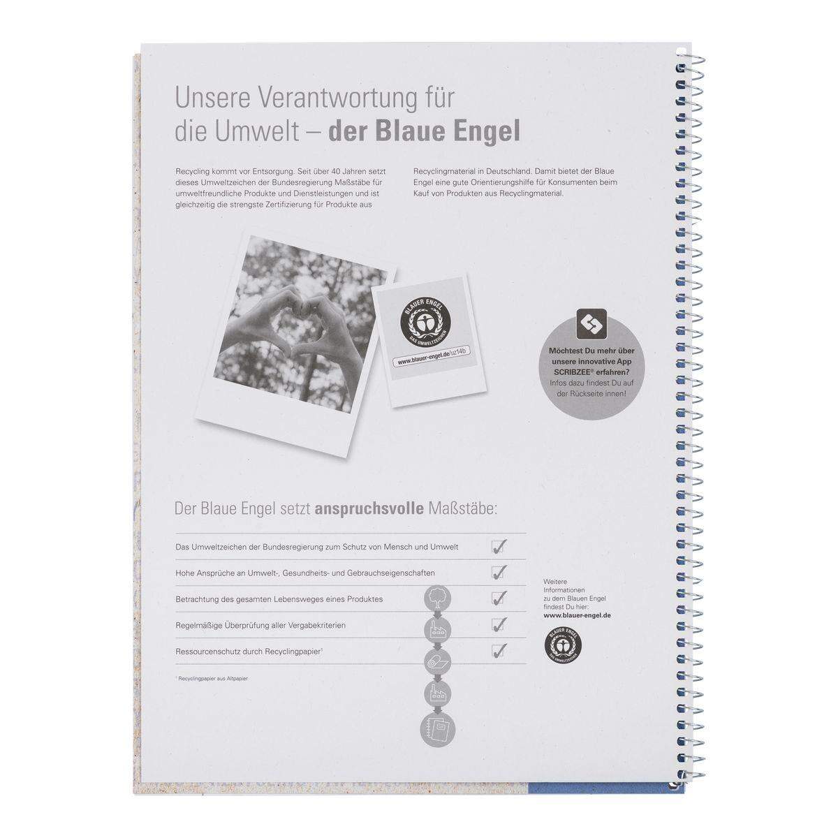 Oxford Recycling Collegeblock A4+, 80 Blatt, liniert mit Doppelrand, 90 g/m², 4fach gelocht