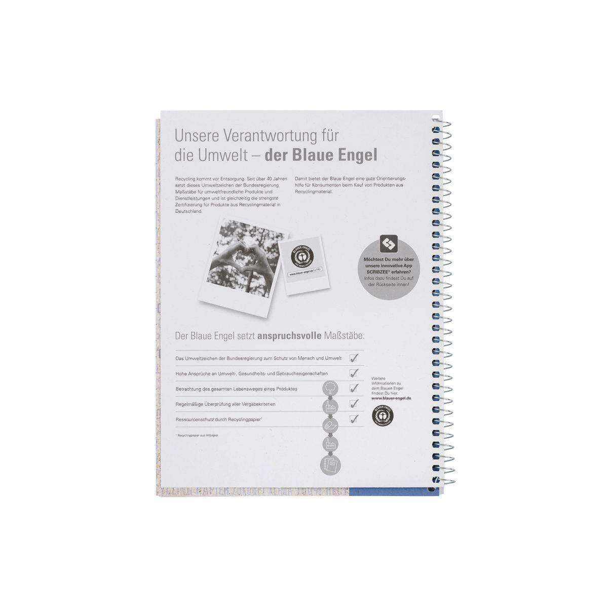Oxford Recycling Collegeblock A5+, 80 Blatt, liniert mit Rand links, 90 g/m², 6fach gelocht
