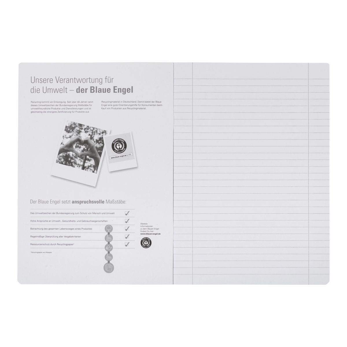 Oxford Recycling Schulheft A4, 16 Blatt, Lineatur 27 (liniert mit Rand links und rechts), 90 g/m²