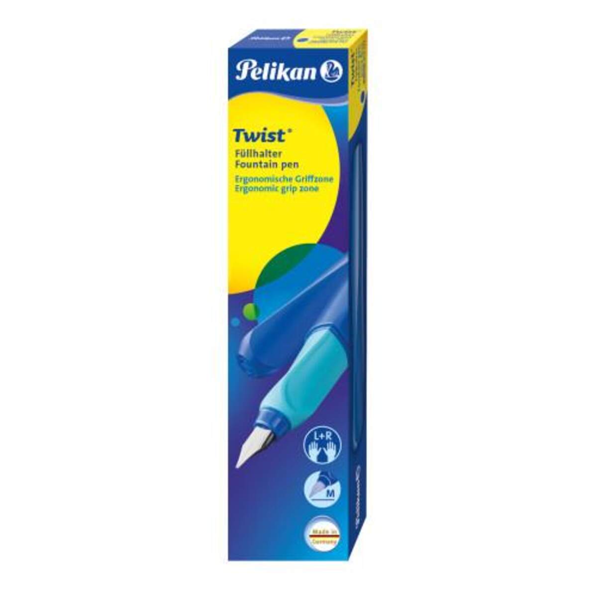 Pelikan Füller Twist Feder M, Deep Blue (Blau/Blau), universell für Rechts- und Linkshänder