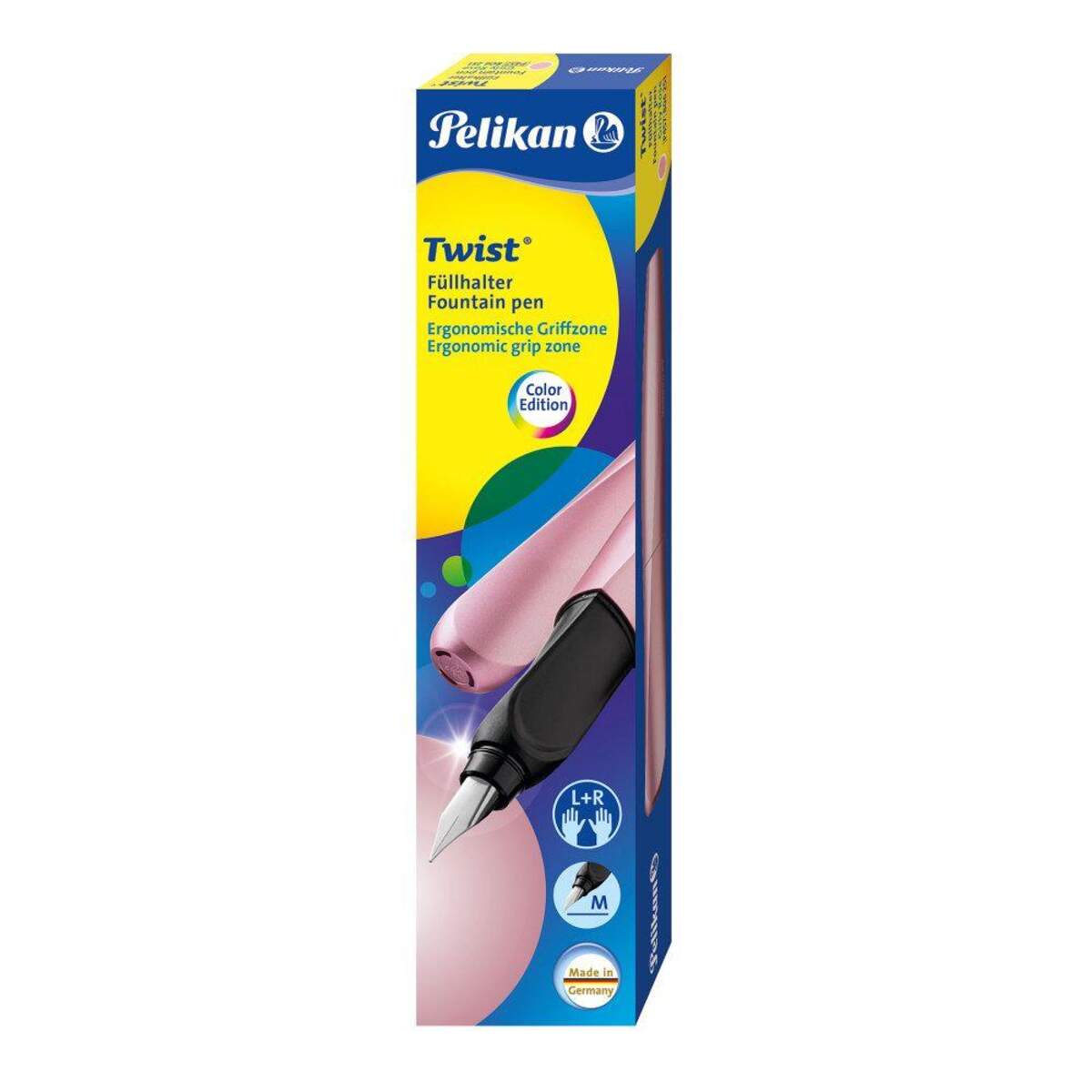 Pelikan Füller Twist Feder M, Girly Rose universell für Rechts- und Linkshänder