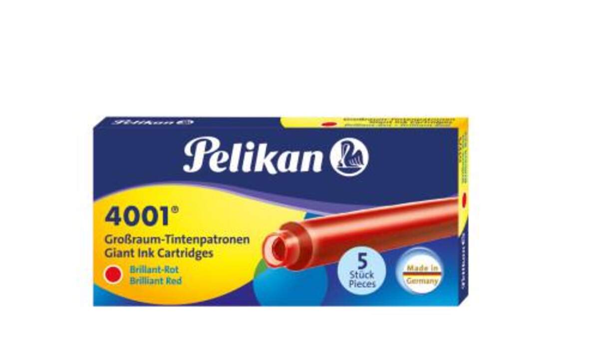 Pelikan Tintenpatrone 4001 Großraumpatrone, 5 Stück, brilliant-rot