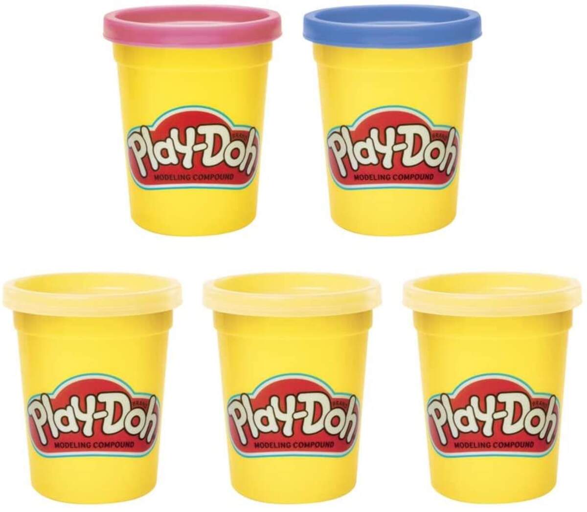 Play-Doh Fröhliche Farben Knetpack, 5er-Pack Knete mit 3 Emoji-Dosen