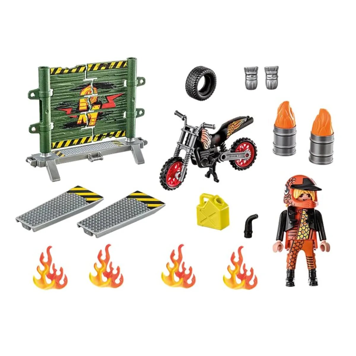 PLAYMOBIL® 71256 Starter Pack Stuntshow Motorrad mit Feuerwand