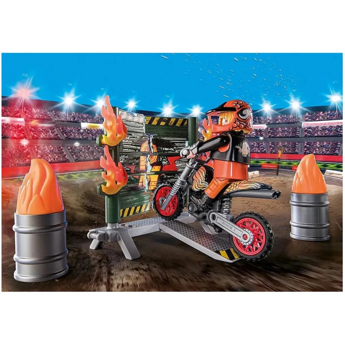 PLAYMOBIL® 71256 Starter Pack Stuntshow Motorrad mit Feuerwand