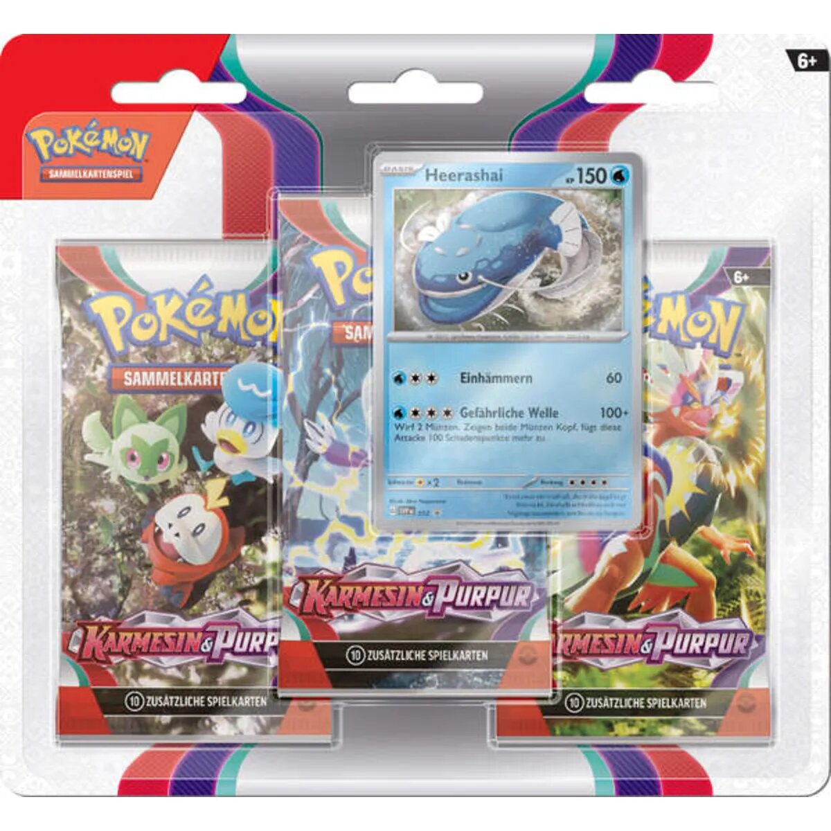 Pokemon Karmesin & Purpur 3er Pack mit Arkani oder Heerashai, 1 Stück, 2-fach sortiert