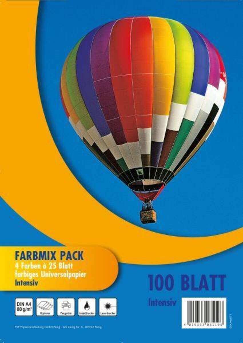 PVP Papierverarbeitung Kopierpapier Farbmix A4, 100 Blatt