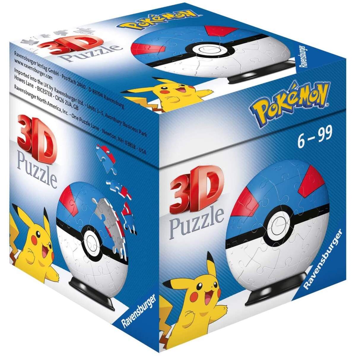 Ravensburger 3D Puzzle - Pokemon: Superball / Great Ball, 54 Teile