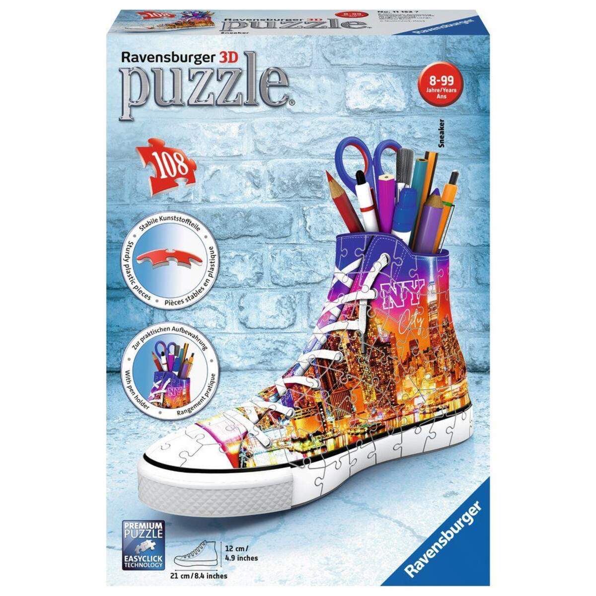 Ravensburger 3D Puzzle Utensilo Sneaker Skyline, 108 Teile